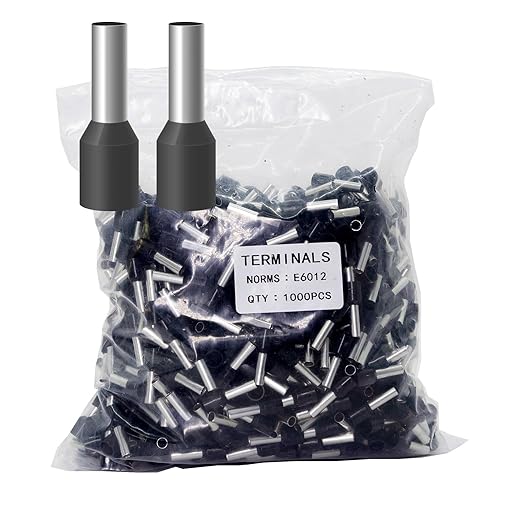 Fidioto 1000pcs AWG10 Terminal Connector Wire Insulated Cord Pin Ends Terminals for Electric, Industrial, Chemical Industry, Power Control System, etc. (10WAG-1000PCS-Black)