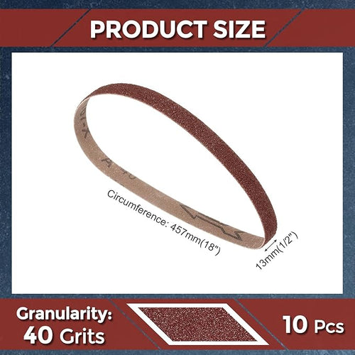 20 Pcs Sanding Belts 1/2 x 18 Inch 40 Grit Aluminum Oxide Abrasive Sandpaper for Belt Sander Metal Grinding Wood Working Weld Rust Removal