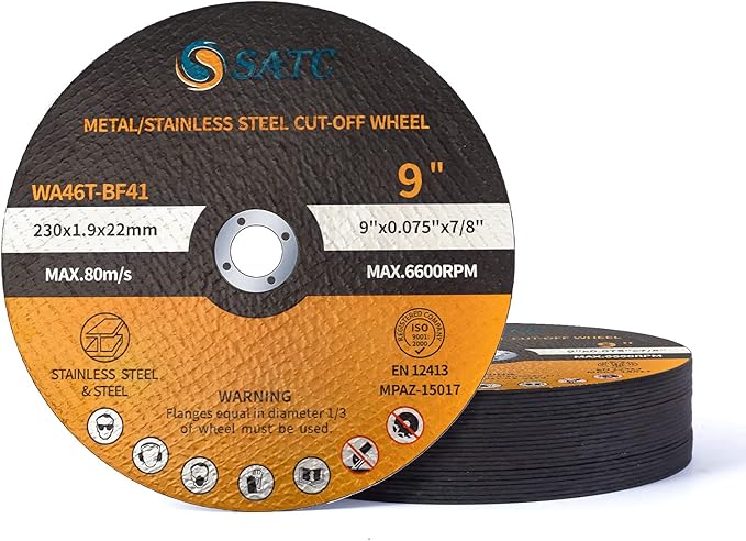 S SATC Die Grinder Cut Off Wheel 9 Inch 25PCS Cut Off Wheels Fit Angle Grinder Air Tool 9” x .075” x 7/8”
