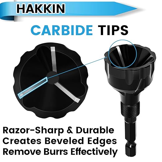 Hakkin 2Pcs Tungsten Carbide Deburring Chamfer Tool Drill Bit, Remove Burr Tools for Damaged Metal Steel Screws Bolts and Fasteners, Quick Release Hex Shank Fit for 1/8"-3/4"(3mm-20mm)