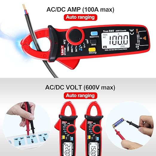 UNI-T UT210e Digital Clamp Meter AC DC Amp Meter Clamp Multimeter True RMS 2000 Counts Voltmeter Continuity Tester Capacitor HVAC Tool Multi Tester