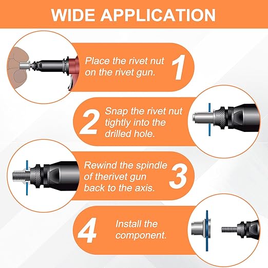 Metric Rivet Nut Assortment Kit, 105Pcs Carbon Steel SAE Rivet Nut, M3 M4 M5 M6 M8 UNC Flat Head Rivnut Set, Threaded Insertion Nut Sets for Automotive, Mechanical and Other Equipment