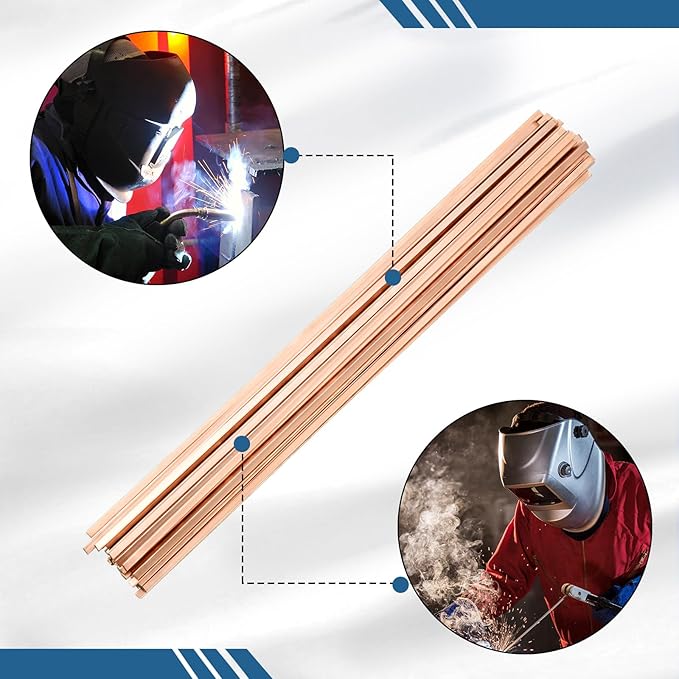 Tandefio 40 Sticks Brazing Rods AWS BCUP-3 5% Silver Solder Phos Copper Brazing Alloys Flat Welding Rods Industry 0.050"x1/8"x10" for Air Conditioning Refrigerator Cold Storage HVAC Units