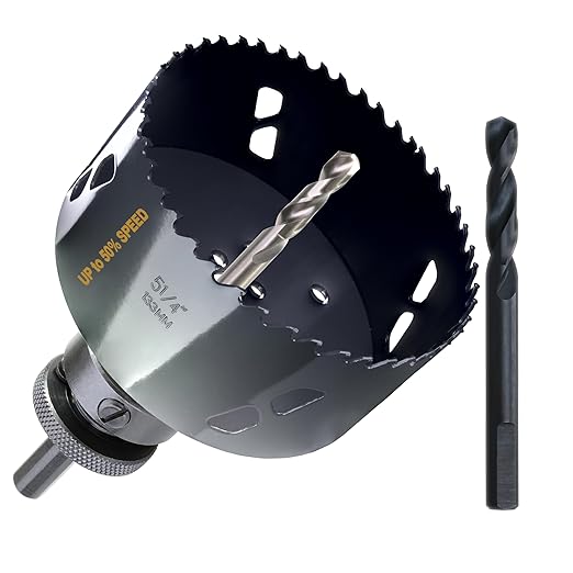 5-1/4 Inch Deep HSS Bi Metal Hole Saw Cutter with Arbor Cutting Depth 2.1” for Metal Thick Wood PVC Drywall Aluminum Big Slot New Sharp Teeth Heavy Duty Hole Saw Bit