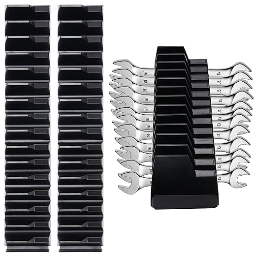 80 Pcs Modular Wrench Organizer - Tool Magnetic Customizable Wrench Holder for Tool Box Widget,Wrench Rack for Tool Drawer Storage,Extension Cord Holder Organizer Inksilvereye (Black)