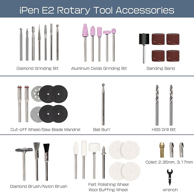 iPen E2 Cordless Rotary Tool,7.2 V Rotary Tool Kit with 44 PCS Accessories,5 Variable Speed,28000 RPM And USB Charging,Mini Rotary Tool for DIY Crafts/Carving/Sanding/Polishing/Cutting/Drilling