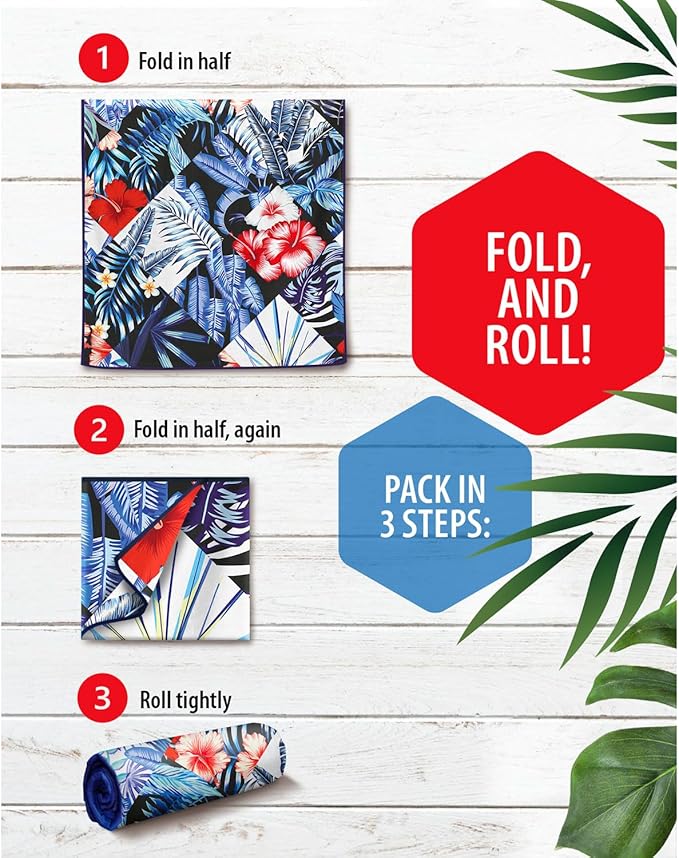 VENTURE 4TH Microfiber Beach Towel: Quick-Dry, Compact, Sand-Free, Absorbent, Sandproof and Lightweight - Perfect for Camping, Beach, and Roadtrips (Midnight Bloom Design | 35x78 inches)
