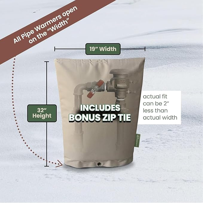 The Original Pipe Insulation Cover (5˚F) Winter Pipe Insulation (UV-Coated),Pump Cover, Sprinkler Irrigation Valve Cover, Backflow Preventer Freeze Protection (17W X 24H 4-Way)