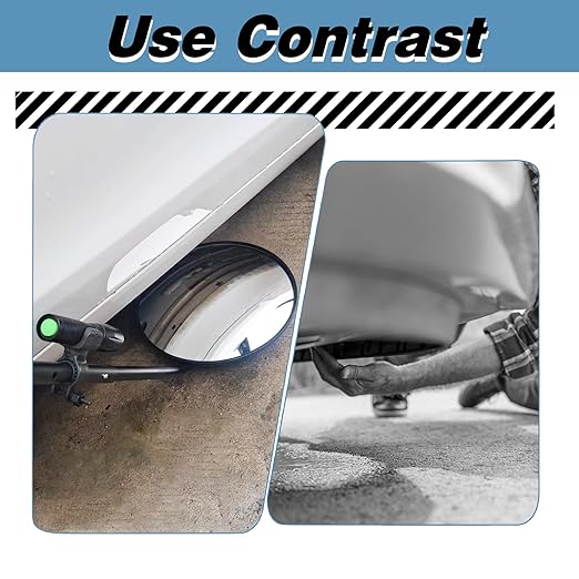 Under Vehicle Inspection Mirror, 12 inch Inspection Mirror with Wheels and LED Light,Handheld Inspection Mirror for Entry Security, Parking lot Security, auto Maintenance