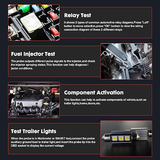 Topdiag P200 Power Circuit Probe Kit - Test Light Automotive Circuit Tester Circuit Breaker Finder Tool, Relay Tester Multimeter, Oscilloscope, Fuel Injector Tester - 9~30V