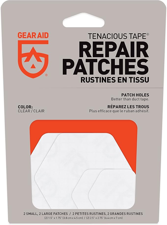 GEAR AID Tenacious Tape Hex 2.5” and 1.5” Repair Patches, Peel-and-Stick to Fix Holes and Burns in Down Jackets, Rain Gear, Tents, Tarps and More