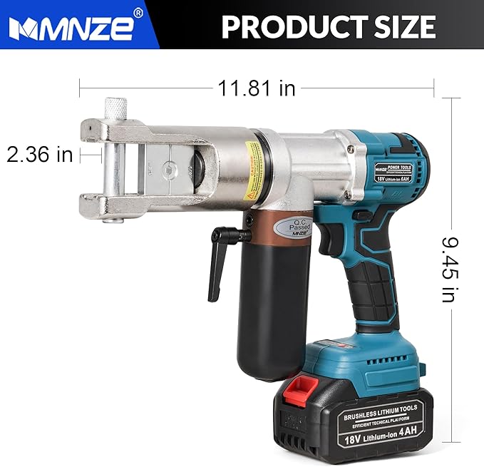 Electric Hydraulic Cable Lug Crimping Tool Hydraulic Electrical Terminal Cable Lug Wire Crimper Rechargeable Crimping Tool Kits with 11 Dies, 8 AWG to 500 MCM