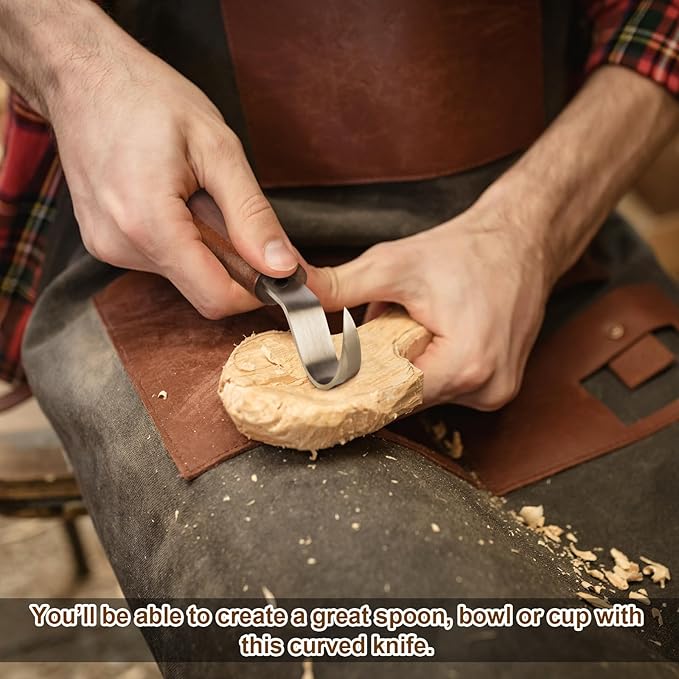 Wood Carving Knife With Leather Strop and Polishing Compound, Wood Whittling Tools for Beginners, Adults and Kids (Hook Carving Knife)