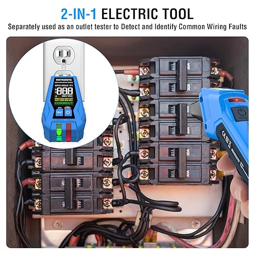 Circuit Breaker Finder Tool with Accessories, 90-135V AC Digital Breaker Finder with Integrated GFCI Outlet Tester, Circuit Tracer with Buzzer Alarm & Color Display, Includes Carrying Case