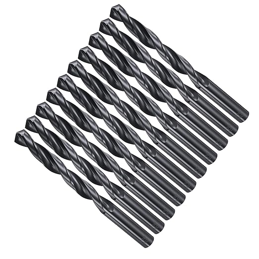 Drill Bit, 12mm Cutting Diameter, 4241 HSS Nitriding Black 118° Cutting Angle Versatile Jobber Bits - (Applications: for Drilling Plastic Wood Soft Metal), 10-Pieces