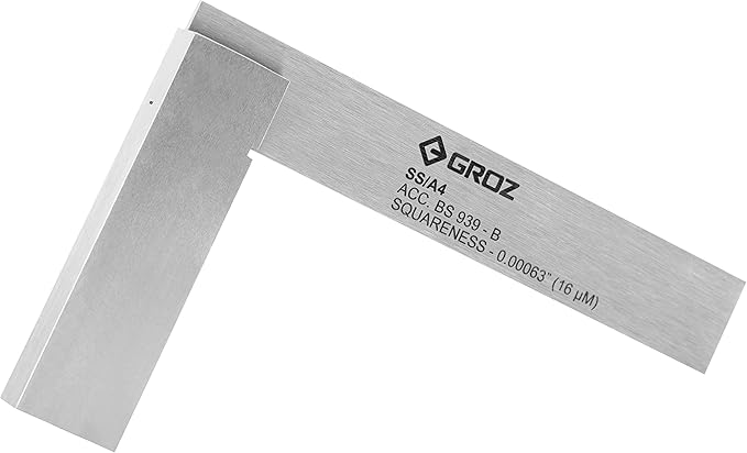 Groz 01002 4" Precision Steel Square, 16 Microns Squareness