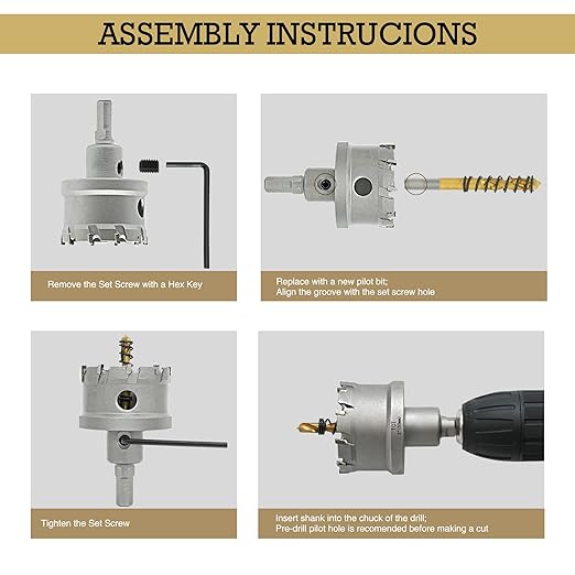 12Pcs TCT Hole Saw Kit for Hard Metal, 5/8" to 2-1/8”Inch Tungsten Carbide Tipped Metal Hole Saw Set, Hole Cutter Heavy Duty with Pilot Drill bit for Stainless Steel, Iron, Aluminum, Wood