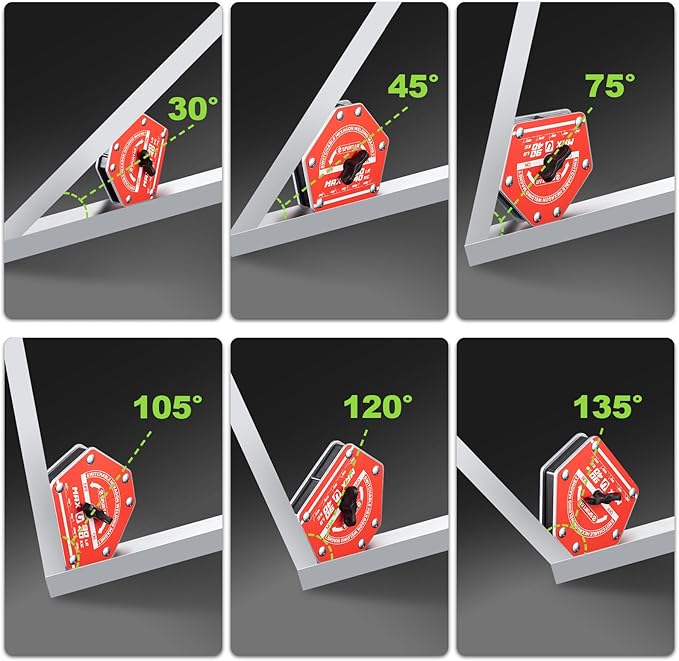 Spurtar Switchable Welding Magnets 90lbs Welding Clamps On Off Magnet Holder, Heavy Duty Hexagon Clamp Tools and Accessories Multi-Angle