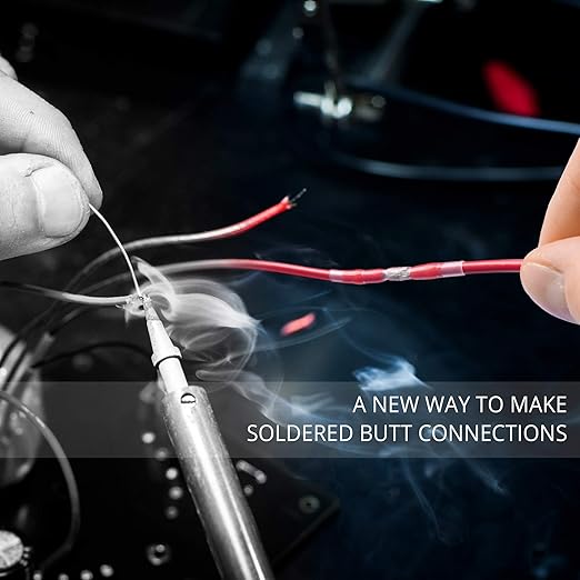 Wirefy 150 PCS Solder Seal Wire Connectors - Heat Shrink Solder Butt Connectors - Waterproof Solder Sleeves - Self Soldering Wire Connectors - Red 22-18 AWG