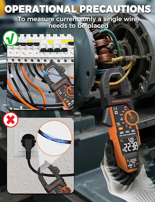 Digital Inrush Clamp Meter, CM06 Clamp Multimeter, T-RMS 6000 Counts 600A Amp Voltage Tester with VFD, LOZ, Measures NCV, AC/DC Voltage Current, Continuity Capacitance Frequency Resistance