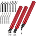 3 Pcs Hand Deburring Tool Kit 2 Countersink Hand Reamers and 1 Deburring Tool with 15 Extra High Speed Steel Swivel Blades for Metal, Resin, Aluminum, Copper, Plastic, 3D Printing, Wood