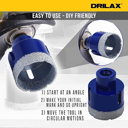Drilax Pro Series 2 Inch Diamond Hole Saw for Angle Grinders | 1-3/8" Depth | 5/8"-11 Thread | Fast & Dry Drilling for Large Conduit, Pipes, Access Holes | Long Life