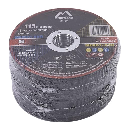 Merryland Cut Off Wheel 4 1/2 inch for Angle Grinder, Metal Cutting Wheel 4.5 X .045 X 7/8 Ultra Thin 50 Pack, Iron Stainless Steel Cutting Disc, Craft-Line C13071042
