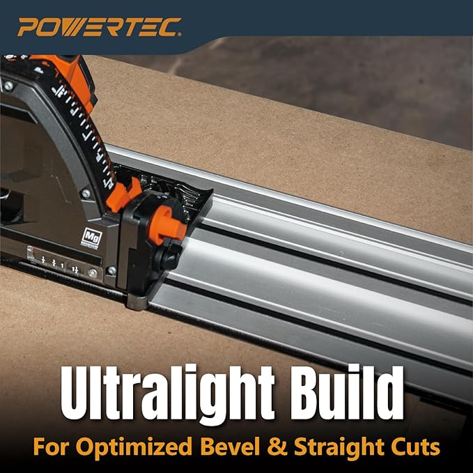 POWERTEC 55" Track Saw Guide Rail for Ridgid Track Saws | Perfect for Repeatable Rip Cuts & Crosscuts | Extruded Aluminum Guide Rail for Optimized Bevel & Straight Cuts (71988)