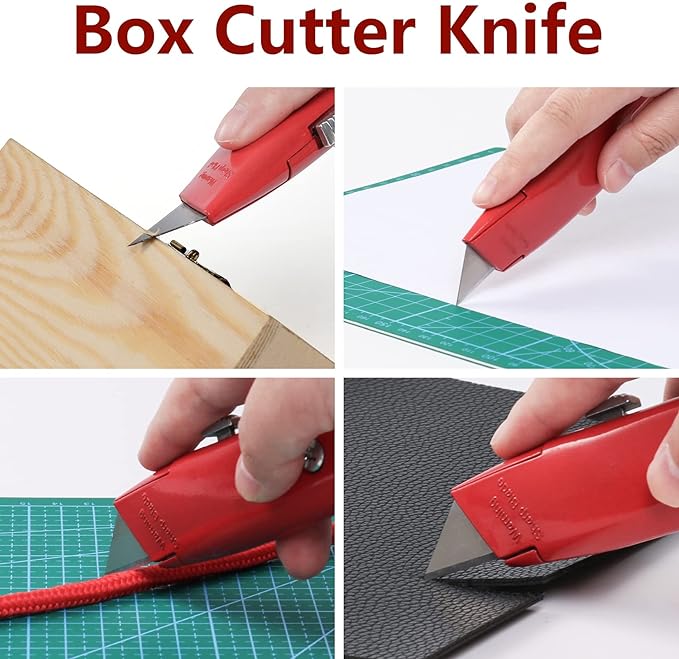 DIYSELF Utility Knife, 20 Pack Heavy Duty Box Cutter Retractable, Box Cutter Knife, Box Opener, Cardboard Cutter, Utility Knives for Garage, Home and Office, Box Cutters for Daily Use (Red)