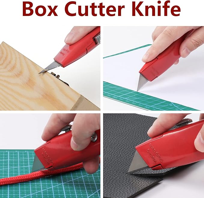 DIYSELF 2Pack Utility Knife Box Cutter Retractable Blade Heavy Duty(Red)
