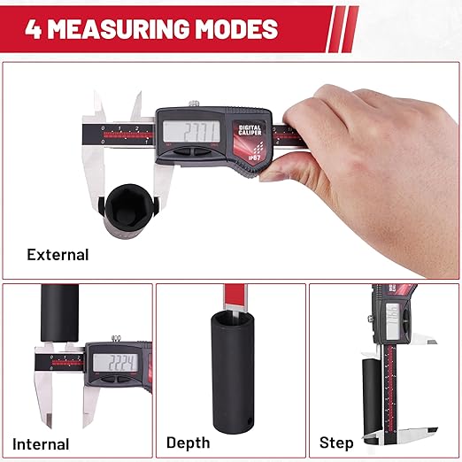 IP67 Digital Caliper Measuring Tool 0-6" Range, ±0.001" Accuracy Electric Micrometer Caliper with Large LCD Screen, Stainless Steel Electronic Digital Ruler with Auto-Off Feature