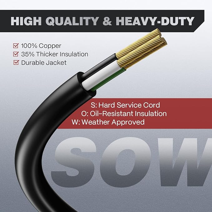 ARCCAPTAIN 40Amp 20ft Welder Extension Cord 8 AWG, 250V NEMA 6-50 Heat-Resistant Welding Cord 3 Prong for MIG/TIG/MMA Welder, Plasma Cutter