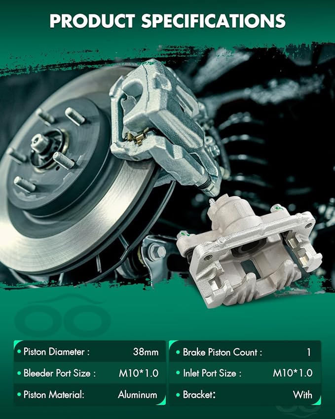 SCITOO 18B4724 Rear Left Disc Brake Caliper w/Bracket Fit For Oldsmobile For Alero 1999-2004,For Pontiac For Grand Am 1999-2005, Single Piston