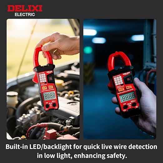 Digital Clamp Meter Tester with 600A AC/DC Current and 600V AC/DC Voltage, 6000 Count Voltage Tester Auto-ranging with NCV, Resistance, Temperature, Capacitance and Frequency