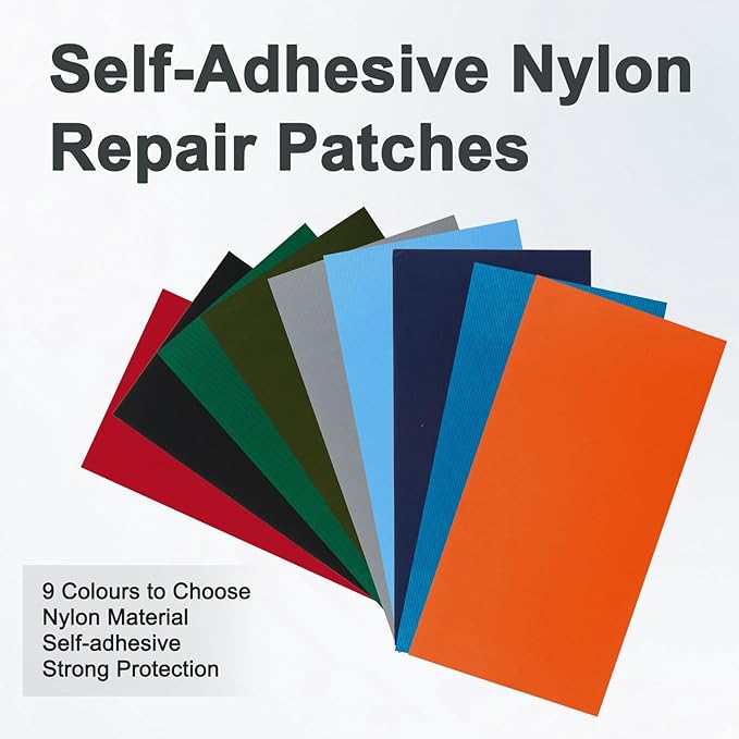 8PCS 7.8x3.9 inch Nylon Repair Patch Self-Adhesive Fabric Patch Down Jacket Repair Patches for Puffer Jackets Tenacious Tape Polyester Waterproof Lightweight Tent Repair Patch Kits for Clothes Bag