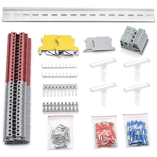 Terminal Block Kit, Rail Type Voltage Terminal, Rail Combined Terminal Block(Red & Gray)