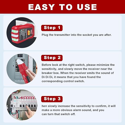 UNI-T AC Circuit Breaker Tracer Finder Tool with Adaptor & Electrical Integrated GFCI Outlet Tester, 90-120V Adjustable Sensitivity Beep Indicattion Alligator Banana Clip Adaptor