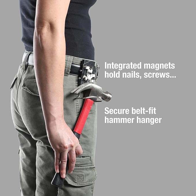 Stinger Magnetic Clip on Tool Hammer Holder for Belt, Strong Magnets Belt Clip Holster for Any Magnetic Tools and Hardware Holds Hammer, Wrench, Pliers, Screws, Nails, Drill Bit, Screw Driver