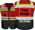 Safety Vest Customize Logo with 5 Pockets & Zipper Reflective High Visibility Vest Class 2 Outdoor Workwear