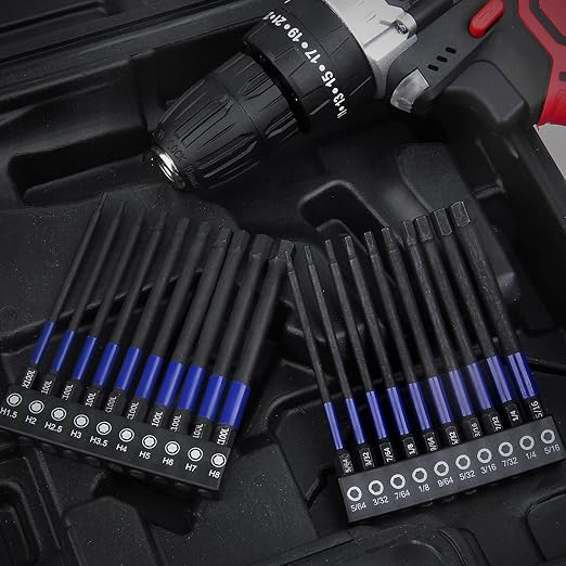 HPHOPE 10pcs Metric Hex Bit Set, 100mm, TS2 Alloy Steel, Magnetic Impact Bits, Storage Box