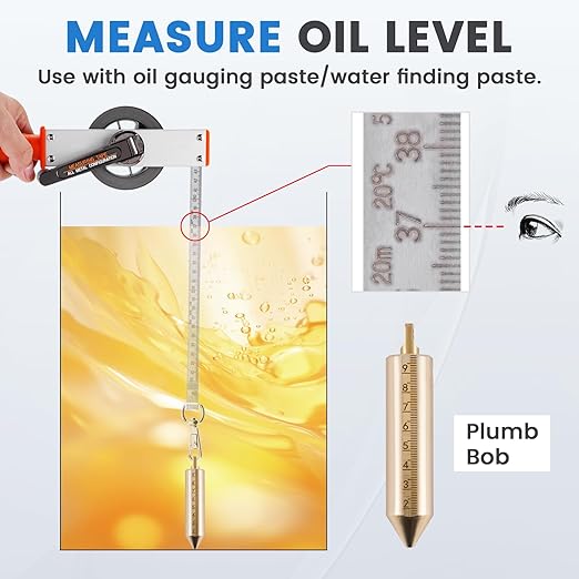 YJINGRUI 98ft/30m Oil Tank Gauging Tapes, Explosion-Proof Oil Gauging Tape, Stainless Steel Sounding Tape Measure with 400g Brass Plumb Bob and Explosion Proof Grounding Wire