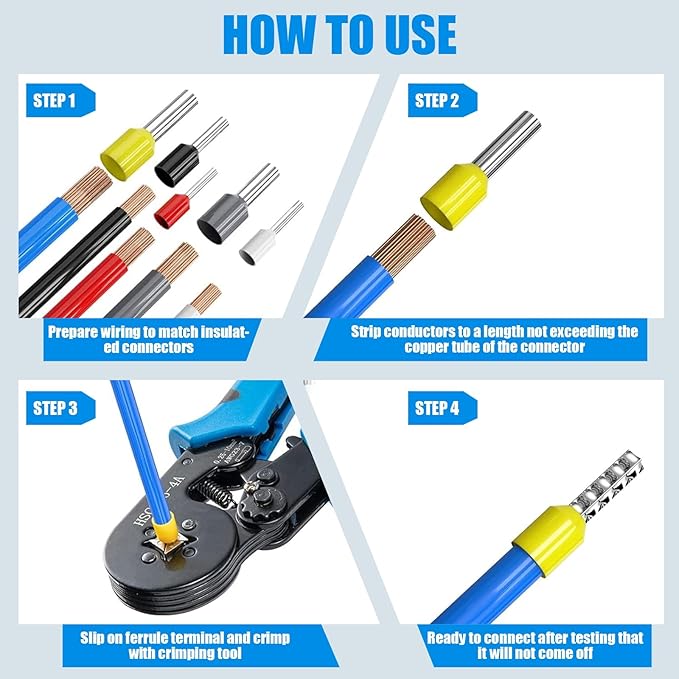 LUNEY Ferrule Crimping Tool Kit with 1800PCS Wire Ferrules Kit Wire End Terminals & Crimper Plier, Self-adjustable Ratchet Tool Set for AWG 23-7 Cable connectors, 0.25-10mm² (1800PCS PLUS)