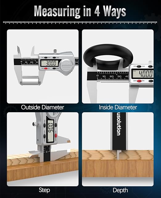 Digital Caliper 12 inch, (ABS) Absolute Scale Caliper, IP54 Caliper Measuring Tool, Inch/MM, Auto-Off LCD Stainless Steel Waterproof Micrometer Vernier Caliper, with Steel Ruler, Silver