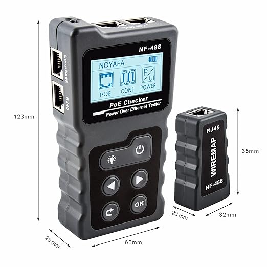 NOYAFA NF-488 POE Cable Tester for Power Over Ethernet, Network Cable Continuity Checking, Switch Loop-Back POE Detector