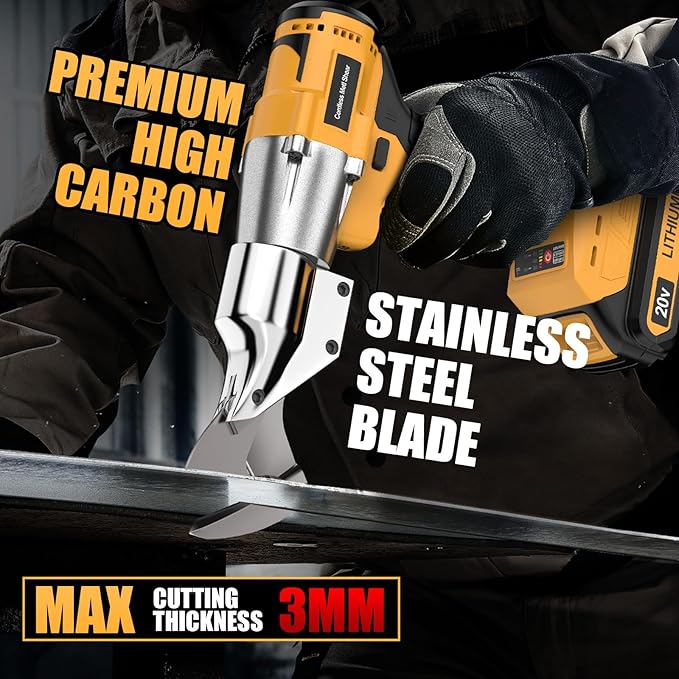 Cordless Sheet Metal Cutter Brushless for De-walt 20v Max Battery(Tool Only), Metal Shears 360 Degree Pivoting Head, Electric Metal Scissors for for Cutting Stainless Sheet, Metal, Iron, 221 Ft-Lbs