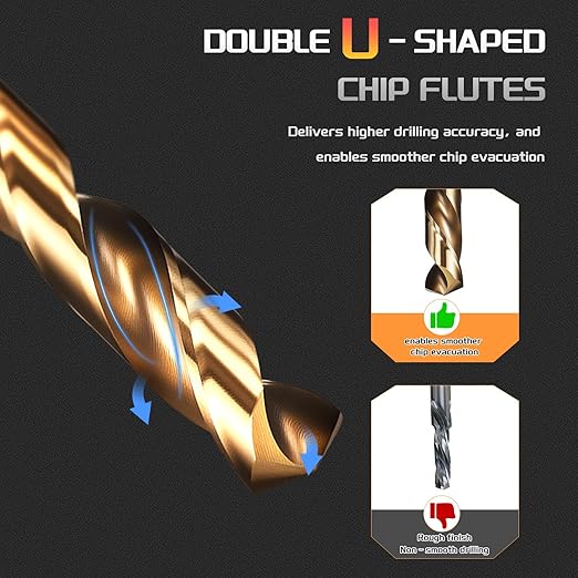 Drill Bit, 7/32" Cutting Diameter (5.556mm), 4241 HSS Gold 118° Cutting Angle Versatile Jobber Bits - (Applications: for Drilling Plastic Wood Soft Thin Metal), 10-Pieces