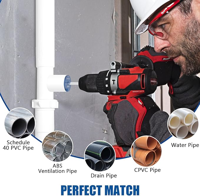XJX PPR300 PVC Pipe Reamer, 3" Head Aluminum PVC Fitting Saver Fit Into Standard 1/2" Drill and 3/8" Hex Shaft