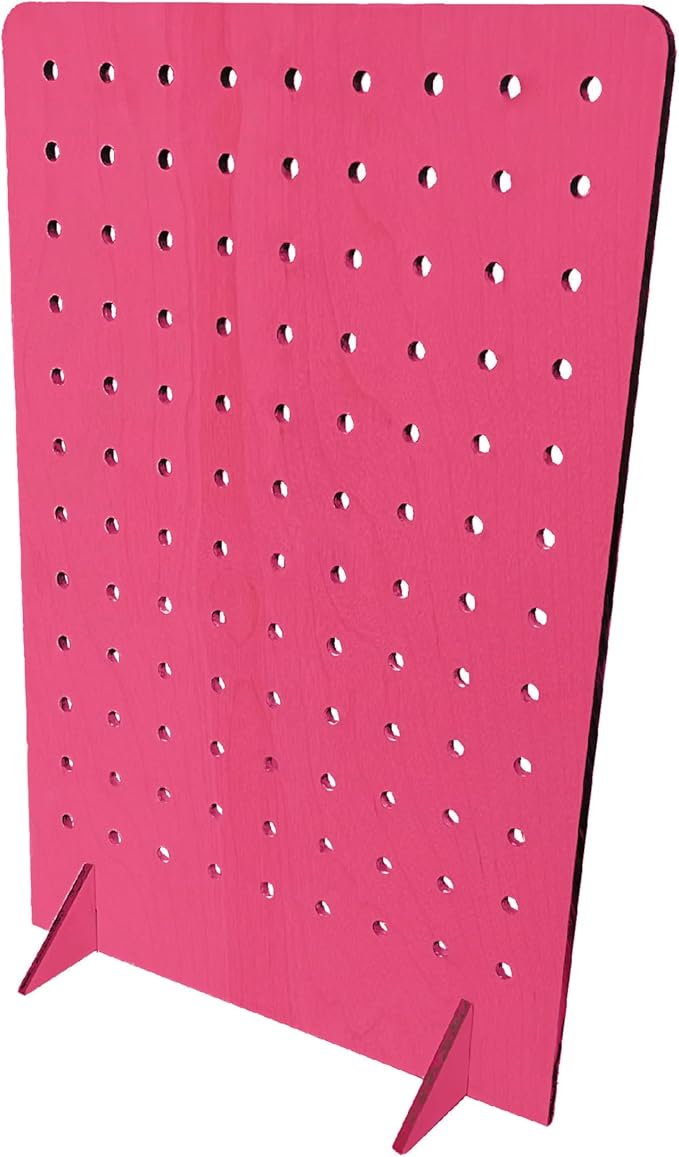 Torched Pegboard Display Stand for Jewelry, Craft Shows, Selling, Vendor Events, Tools, Peg Board Accessories Rack Organizer, Large 9.75" L x 4.3" W x 14" H, Pink