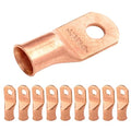 SELTERM 10pcs 2/0 AWG -5/16" Stud - Battery Lugs, Heavy Duty Wire Lugs, Ring Terminals, Battery Cable Ends,00 Gauge Terminals, UL Bare Copper Eyelets Electrical Battery Terminal Connectors