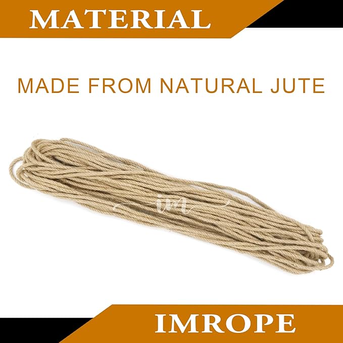 4mm x 100 Feet Natural Jute Rope, Twine for Gardening Tomato Climbing Plant Tie Floristry Crafts Gift Wrapping Packing Decor